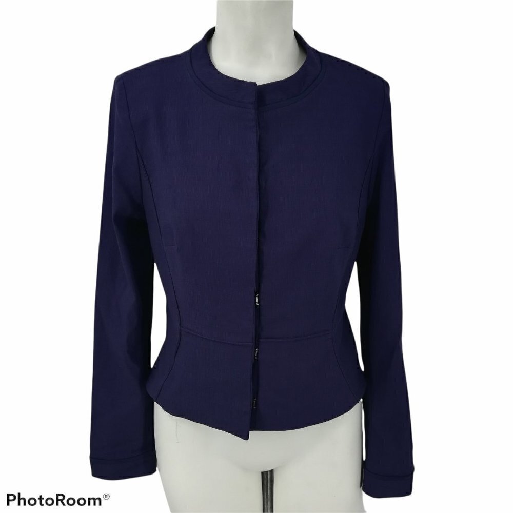NWT ZAC Zac Posen Crop Fitted Jacket Size 4 Coat Sleek Sexy Classic Career Blue